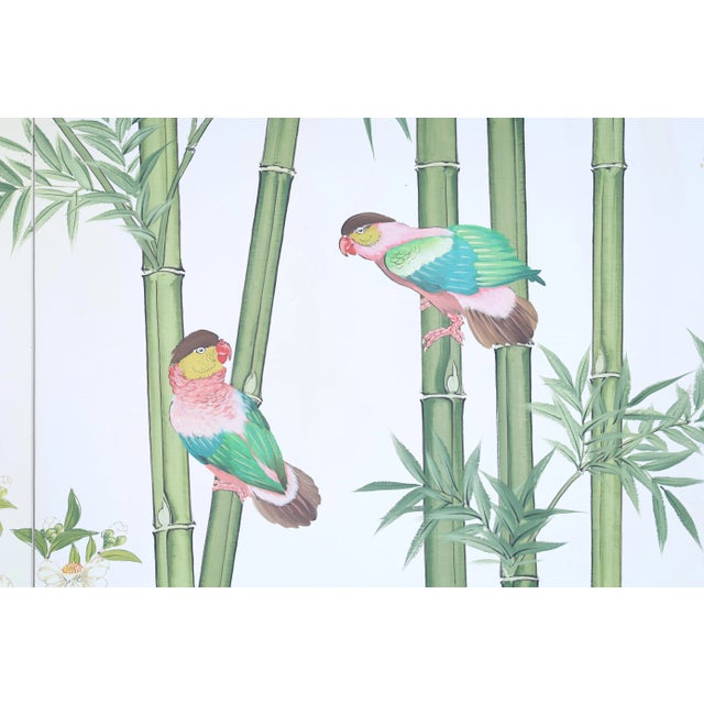 Vintage Hand-Painted Japanese Garden Folding Screen Panels by Robert Crowder For Sale - Image 9 of 12