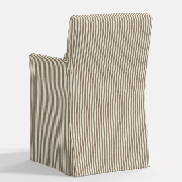 Stoffer Home x Cloth & Company Lindy Slipcover Dining Arm Chair in Jane Stripe Burlap For Sale In Chicago - Image 6 of 7