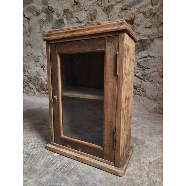 Rustic Antique French Wall Cabinet in Pine and Oak with Glass Door, 1850s For Sale - Image 3 of 18
