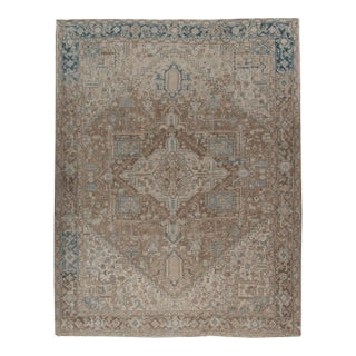 Vintage Circa 1940 Lightly Distressed Heriz Rug 9'10 X 12'6 For Sale