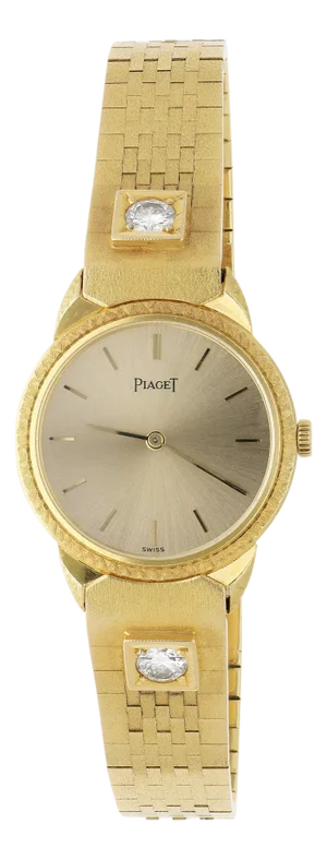 Vintage Piaget 924 24mm 18k Gold Diamond Champagne Dial Watch