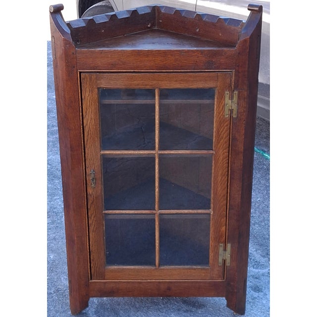 Victorian 19th Century Victorian Oak Corner Cabinet Cupboard For Sale - Image 3 of 13