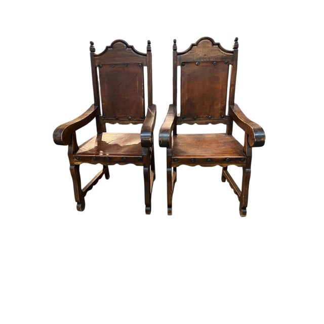 1980s 1980s 12 Spanish Colonial Style "Sillon De Frailero "Chairs For Sale - Image 5 of 13