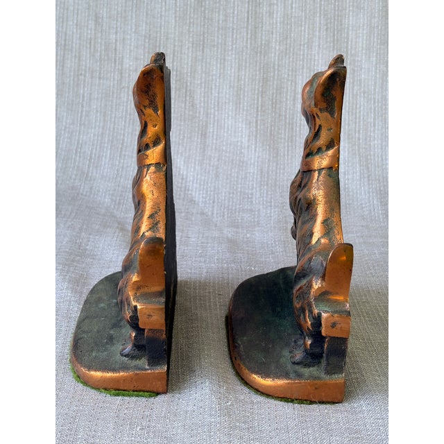 Vintage Cast Iron Copper Scottie Dog Bookends a Pair For Sale - Image 4 of 15