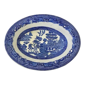 Antique Wood & Sons Woods Ware Willow Pattern Oval Serving Bowl Made in England
