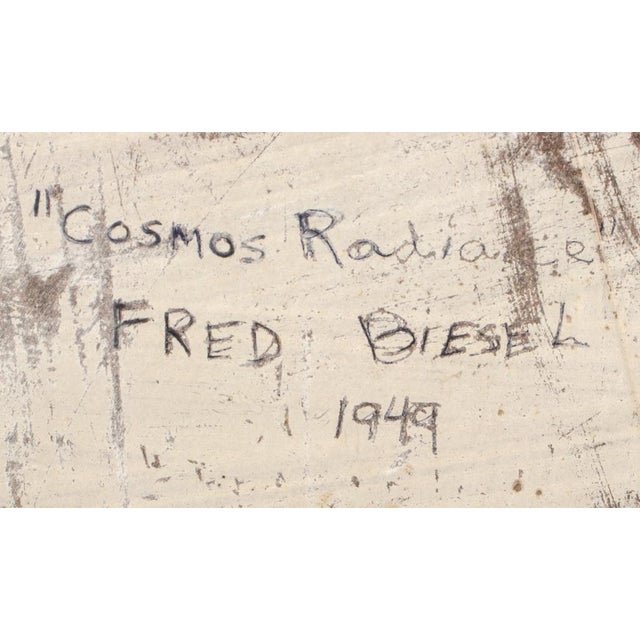Yellow Fred Biesel "Cosmos Radiance" Oil on Board, 1949 For Sale - Image 8 of 8