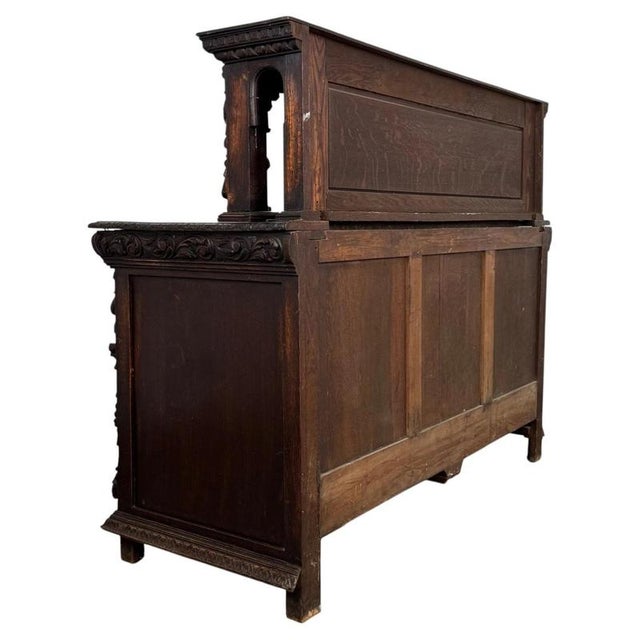 Antique 19th Century Victorian Carved Oak Sideboard For Sale - Image 10 of 13