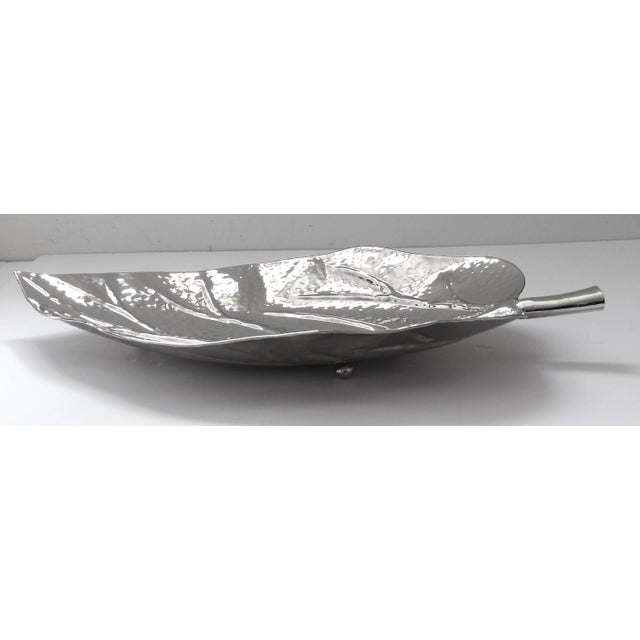 Nickel Plated Leaf Form Serving Tray For Sale - Image 9 of 13