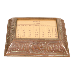 Tiffany Studios New York Zodiac Pattern Bronze Desk Calendar Holder or Picture Frame