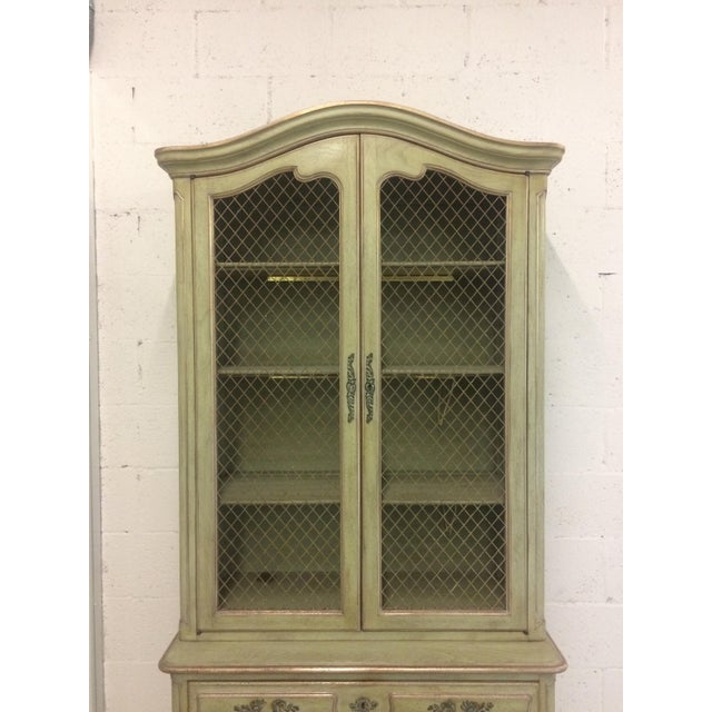 1960s French Provincial Stepback Cupboard With Wire Mesh Chairish