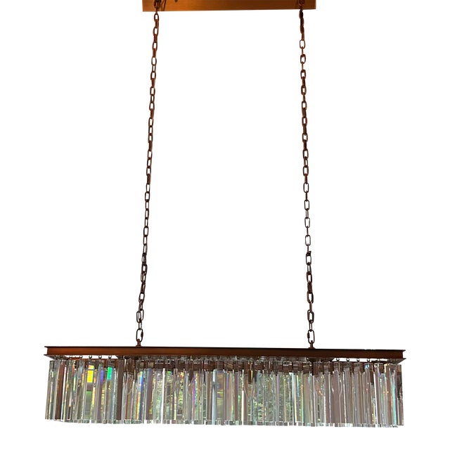 21st Century Rectangular Prismatic Crystal Rod Chandelier | Chairish