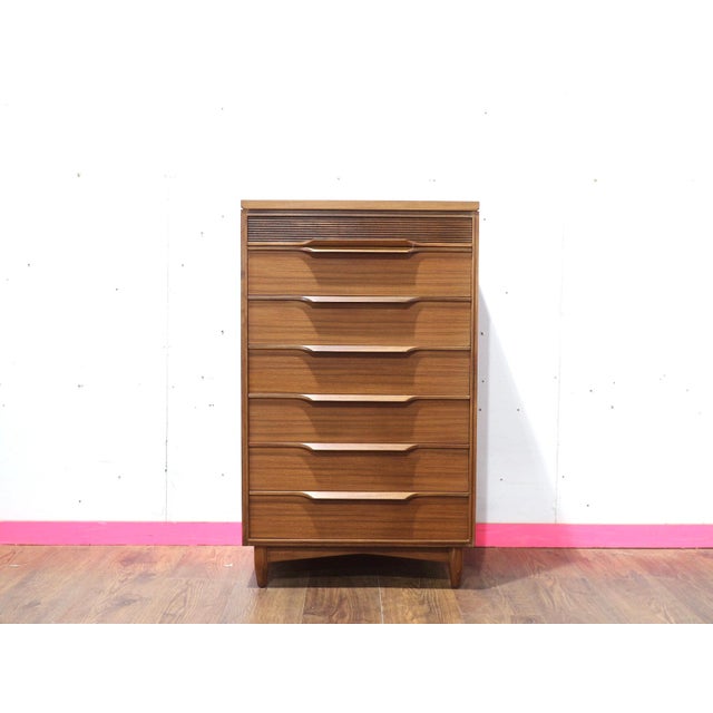 Mid-Century Modern Mid Century Modern Vintage Dresser Chest of Drawers Tall Boy by White and Newton Danish Style For Sale - Image 3 of 12
