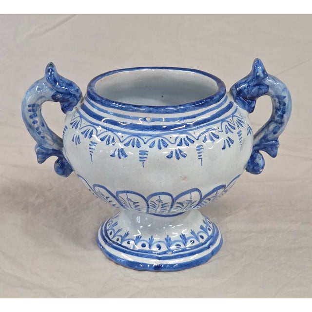 Ceramic Vintage Spanish Talavera Blue and White 16 Piece Coffee Set For Sale - Image 7 of 15