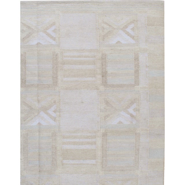 White Swedish Style Kilim Deco Rug 8ft X 10ft For Sale - Image 8 of 8