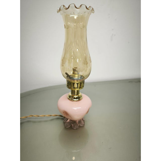 Pink Murano Lamp with Amber Glass, 1950s For Sale - Image 4 of 11