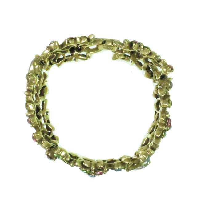 Vintage Designer Coro Floral Pastel Link Bracelet 1950s For Sale In Orlando - Image 6 of 8