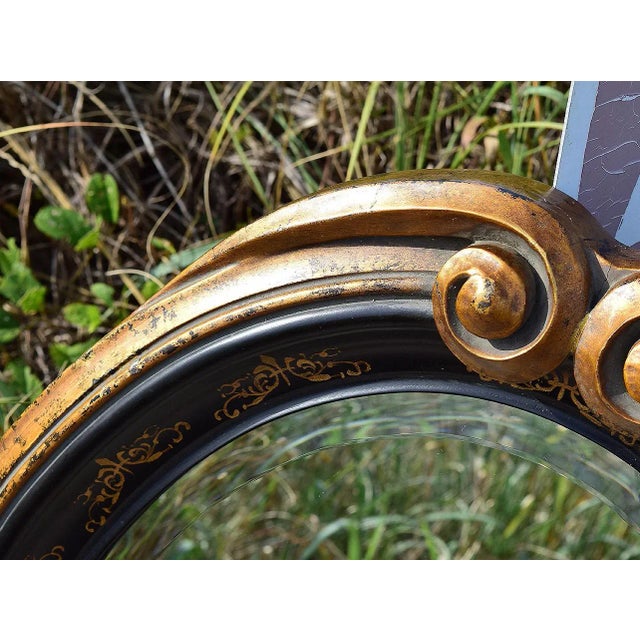 John Richard Oval Contemporary Mirror Black and Gold For Sale In Orlando - Image 6 of 11
