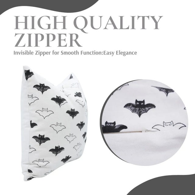 Fabdivine Haunted Harvest VibesHandmade Block Print Pillow Covers for Halloween Size-14x36- Bat For Sale - Image 4 of 6