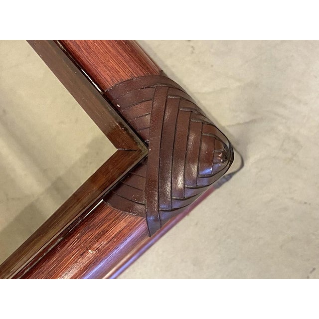 Triptych Bamboo Tables in Leather, 1970s, Set of 3 For Sale - Image 9 of 10