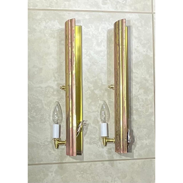 1960s One of a Kind Pair of Joseph Malekan Repurposed Solid Bronze Sconces For Sale - Image 5 of 14