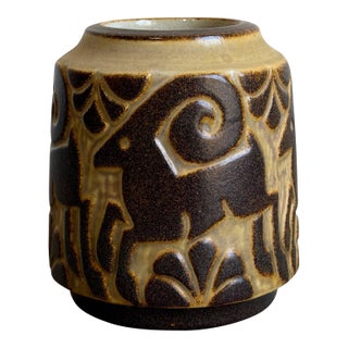 Michael Andersen & Søn Danish Goats Ceramic Vase 1960s Mid-Century For Sale