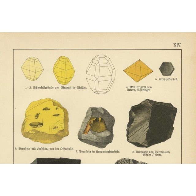Kenngott, Set of Two Mineralogy Chromolithographs, Fluorite, Amber & Coal, 1888, Paper For Sale - Image 6 of 10