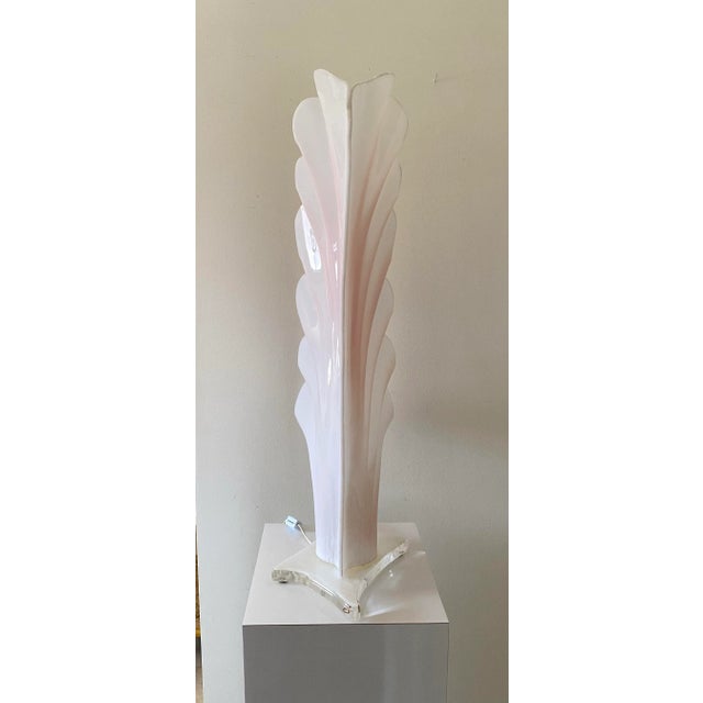 1980s Vintage Art Deco Rougier Style Shell Wing Table Lamp For Sale In Chicago - Image 6 of 11