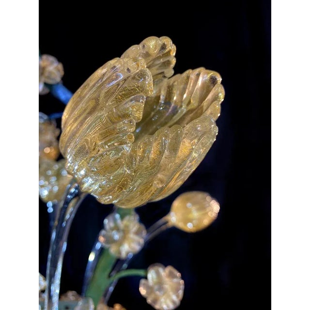 Glass Flower Chandelier with Gold Inclusions, 1950s For Sale - Image 16 of 18