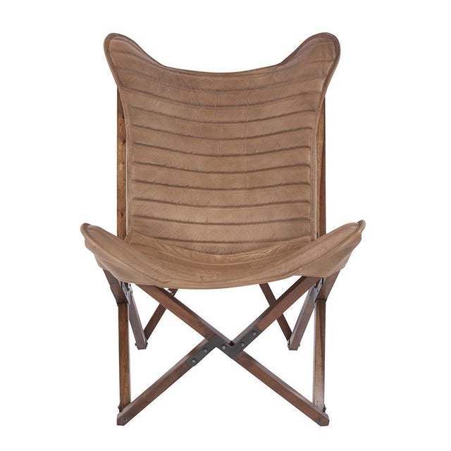 Our Leather Sling Chair embodies casual elegance. It features a chic folding wood frame adorned with a genuine leather...