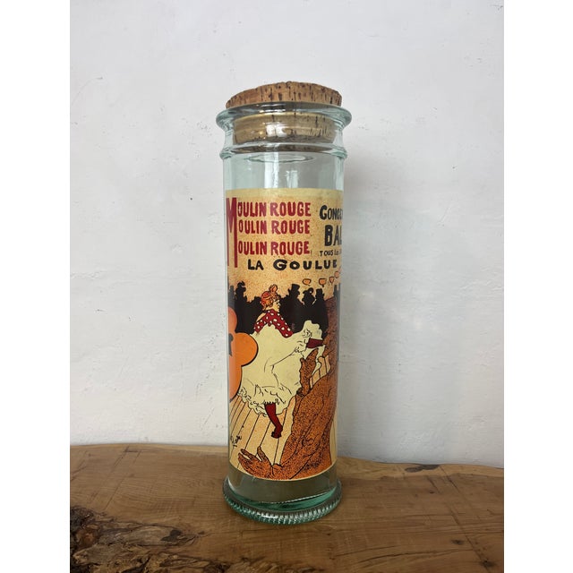 Vintage French Art Nouveau Style Pasta Jar with Moulin Rouge by Henri de Toulouse-Lautrec Motif, 1960s For Sale - Image 4 of 14