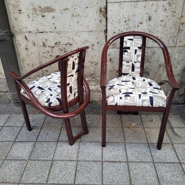 Art Deco Chairs Upholstered in Euphoria Cubista, Misia Paris, France, 1970s, Set of 4 For Sale - Image 16 of 18