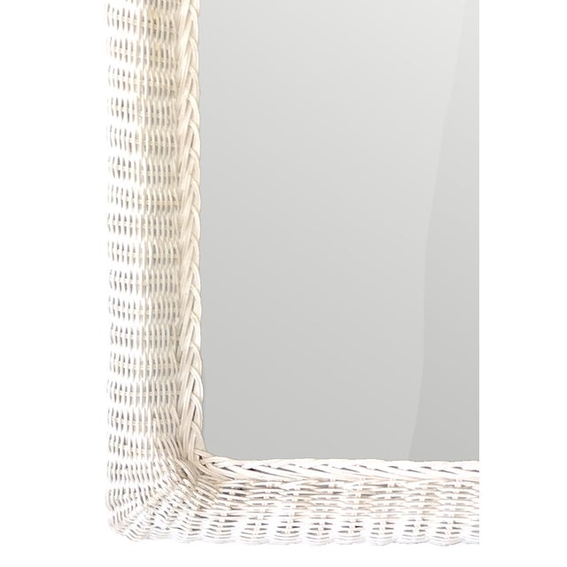 Shabby Chic 1970s White Woven & Braided Wicker Wall Mirror For Sale - Image 3 of 4