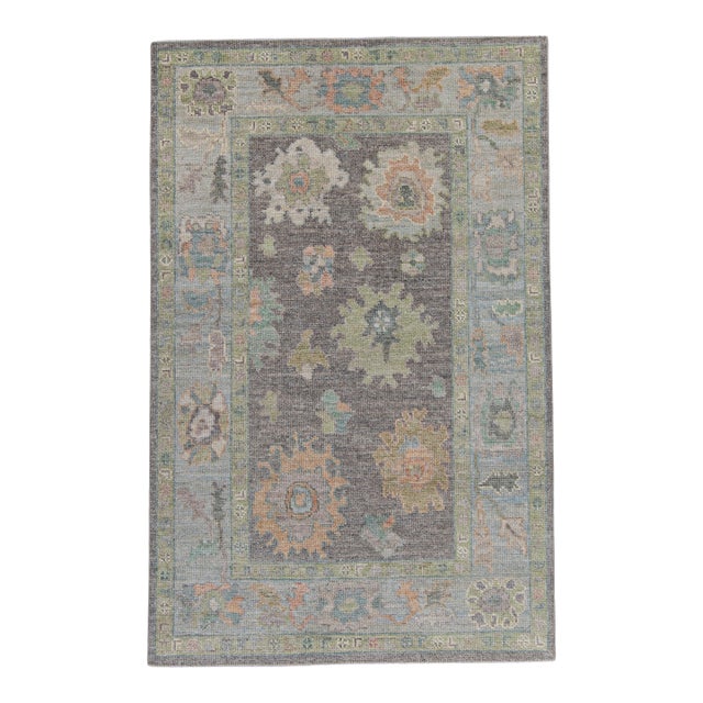 Turkish Oushak Rug 4'1" x 6'3" For Sale
