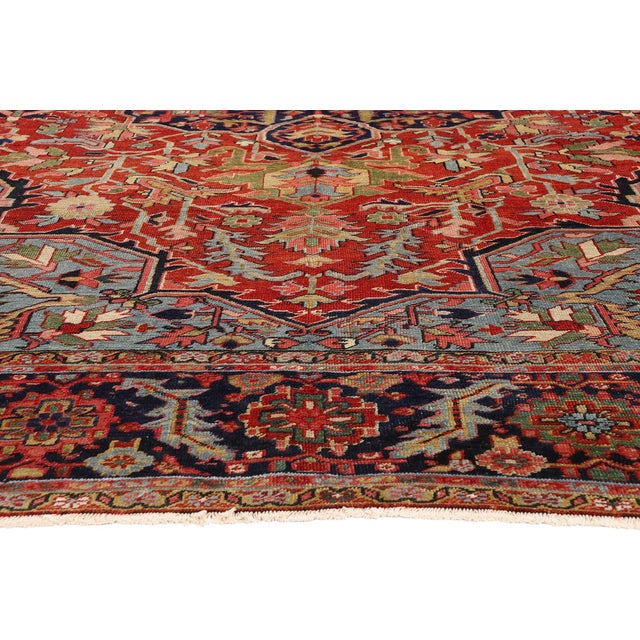 Late 19th Century Persian Heriz Rug, 11'10 X 15'00 For Sale - Image 4 of 10