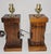 A pair of handmade rustic solid pine farm house style table lamps. Made of natural solid pine wood with a dark to medium...