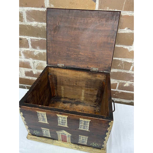 19th Century 19th Century English Folk Art Paint-Decorated Georgian House Table Box For Sale - Image 5 of 7