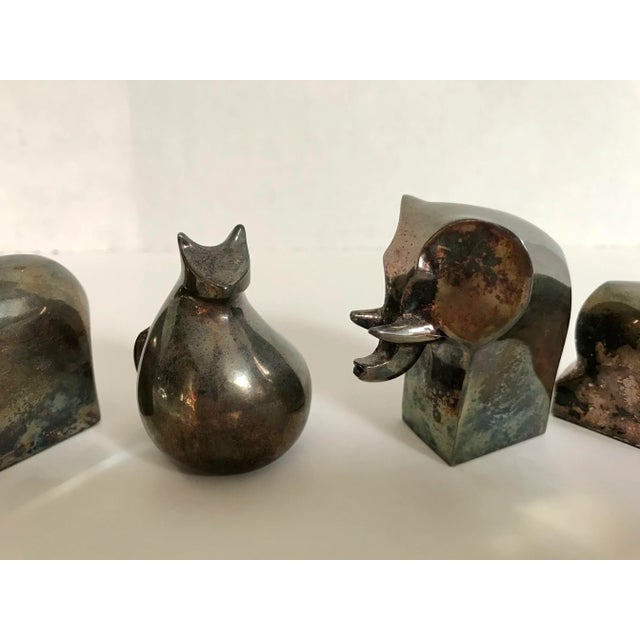 Mid 20th Century Vintage Dansk Silver Animal Paperweight Decor Set of 4 For Sale - Image 5 of 8