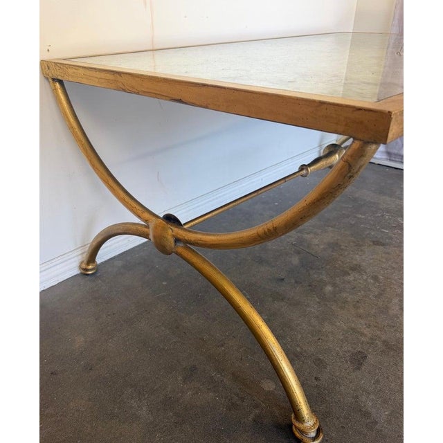 Curule Gilt Iron Coffee Table With Antiqued Mirror Top by Miamar Home For Sale - Image 14 of 14