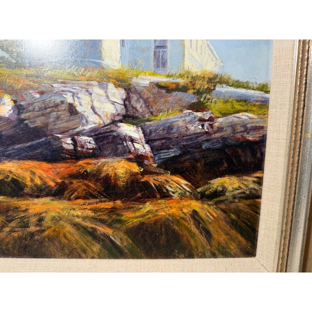 2009 Jerry Rose Oil Painting Rockweed Pumpkin Island Lighthouse Oil Painting For Sale - Image 9 of 12
