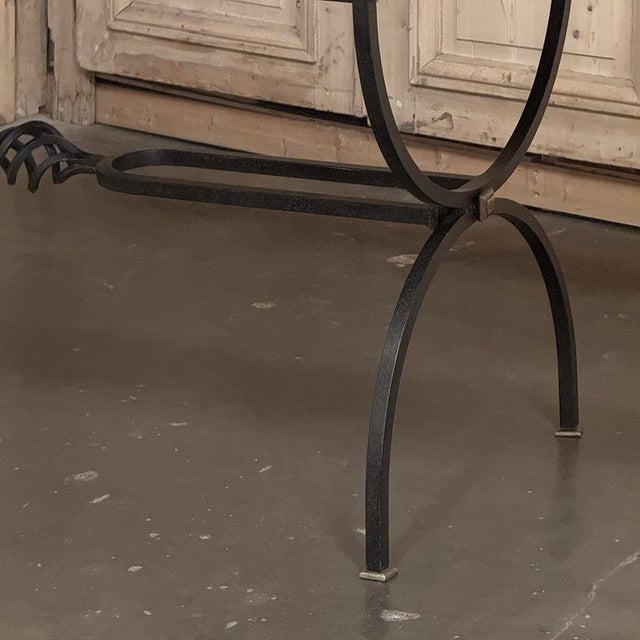 Country French Hand Forged Iron Dining Table With Antique Oak Top For Sale - Image 10 of 18