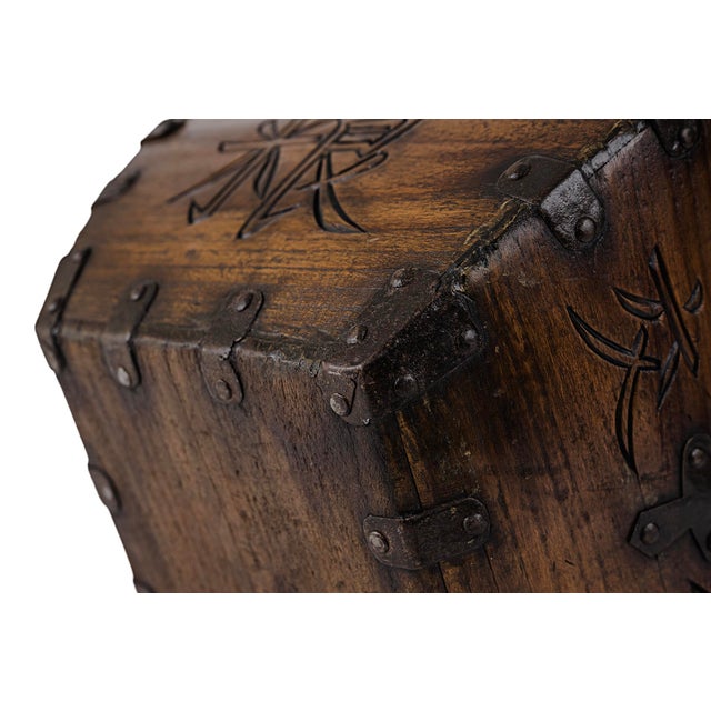 Vintage Antique Chinese Wooden Grain Bucket For Sale - Image 9 of 11
