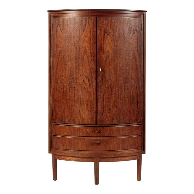 Mid-Century Danish Modern Teak Corner Bar or Storage Cabinet 1960s Selling as-Is For Sale