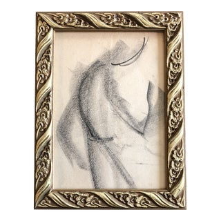 1950’s Vintage Original Abstract Charcoal Female Figure Study Drawing Framed For Sale