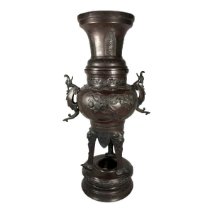 Antique Monumental Japanese Meiji Era Bronze Vase