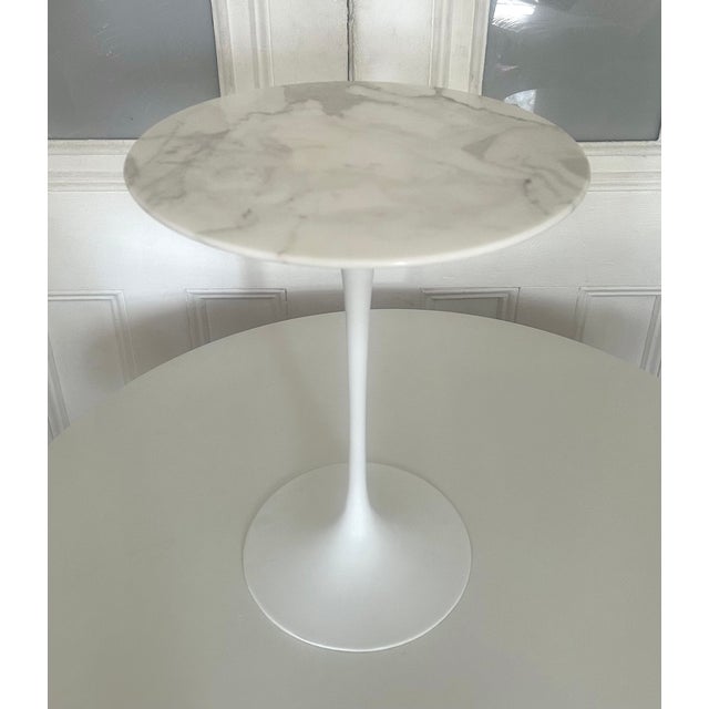 1970s Eero Saarinen Carrara Marble Tulip Side Table by Knoll Mid