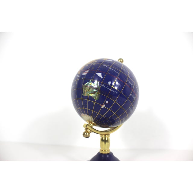 1980s Vintage Gemstone Globe Lapis Lazuli and Semi Precious Stones Desk Top Small Office Decor, Collector Gift For Sale - Image 5 of 12