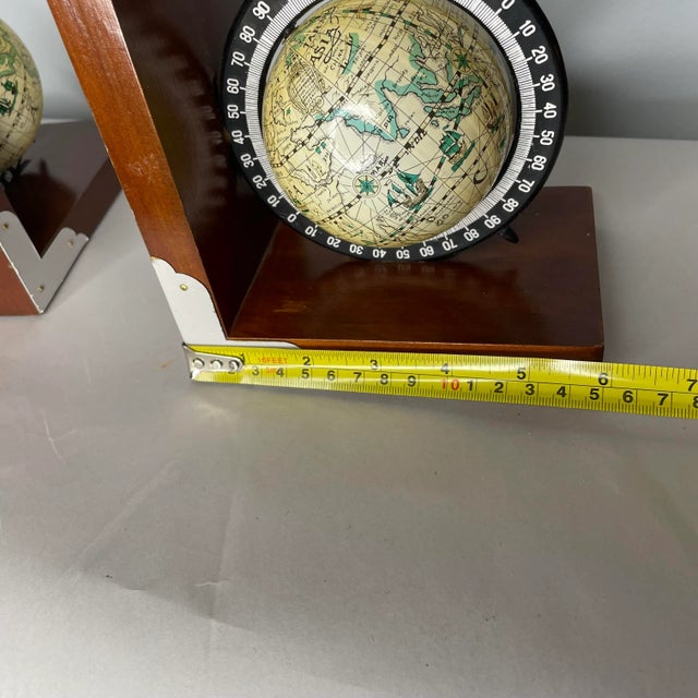 1970s Vintage Wooden Globe Bookends- a Pair For Sale - Image 5 of 8
