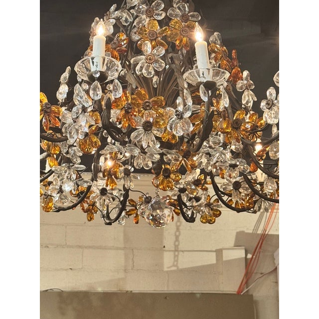 Early 20th Century Early 20th Century French Crystal and Amber Flower Chandelier For Sale - Image 5 of 11