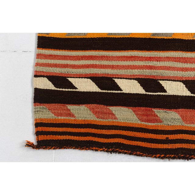1950s Handwoven Sawtooth Striped Tribal Rug For Sale - Image 9 of 10
