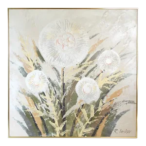 Vintage Modernist Abstract Floral Still Life Oil Painting